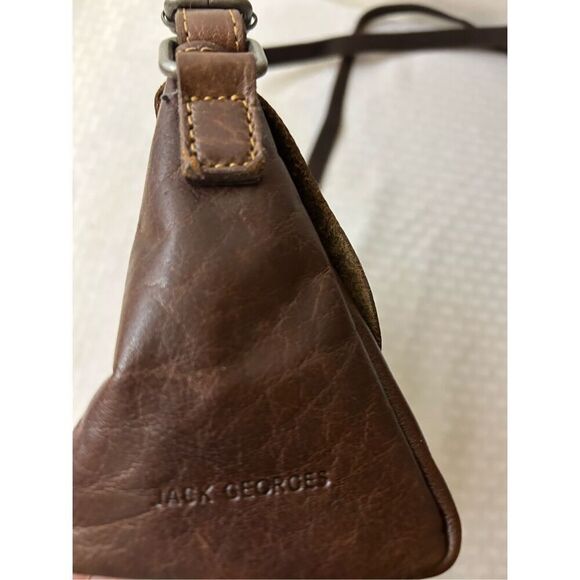 Jack Georges magnetic snap Leather shoulder bag brown India 10"x6" - Picture 7 of 10